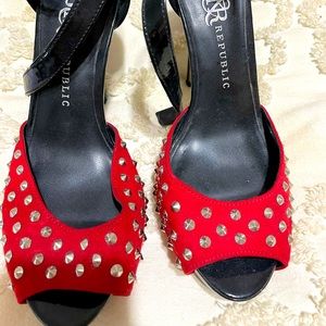 Rock & Republic fire hot red stud sexy heels